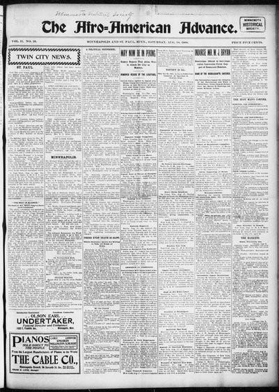 The Afro-American Advance, Aug 18, 1900