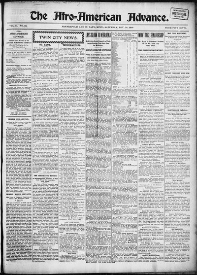 The Afro-American Advance, Nov 10, 1900