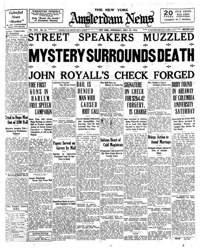 Amsterdam News, Sep 29, 1926
