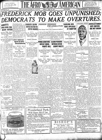 The Afro-American, Apr 22, 1921