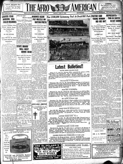 The Afro-American, Jun 17, 1921