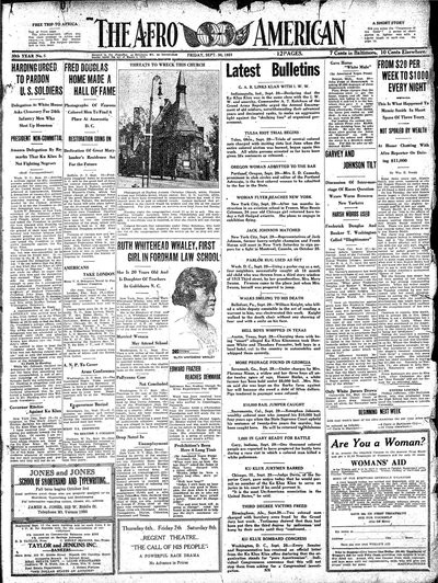 The Afro-American, Sep 30, 1921