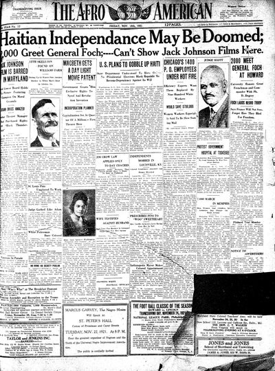 The Afro-American, Nov 18, 1921