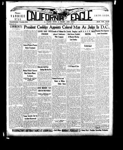 California Eagle, Feb 19, 1926