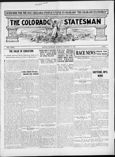Colorado Statesman, Feb 26, 1921