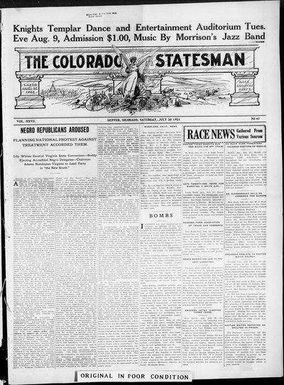 Colorado Statesman, Jul 30, 1921