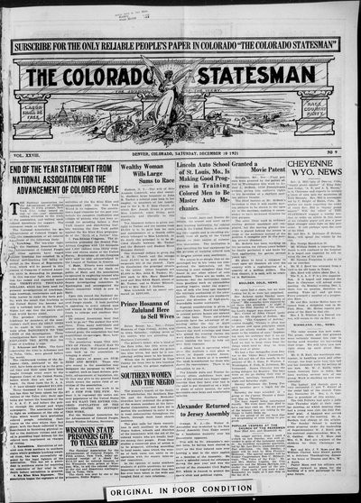 Colorado Statesman, Dec 10, 1921