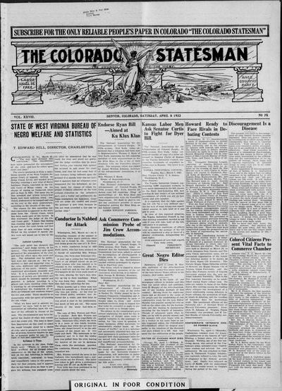 Colorado Statesman, Apr 8, 1922