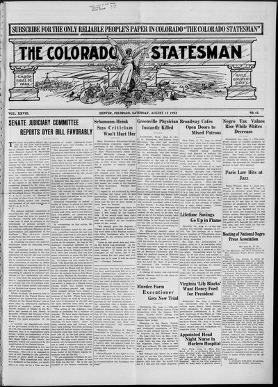 Colorado Statesman, Aug 12, 1922