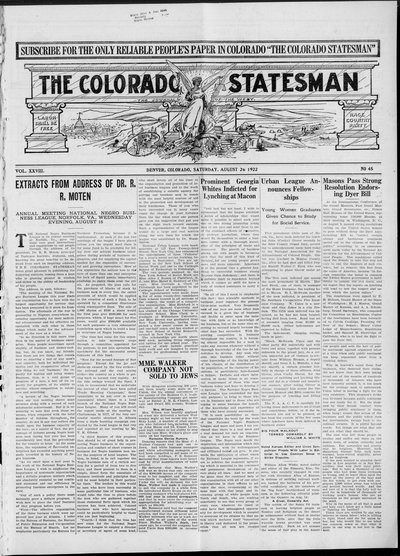Colorado Statesman, Aug 26, 1922