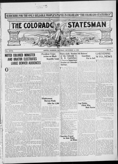 Colorado Statesman, Sep 16, 1922