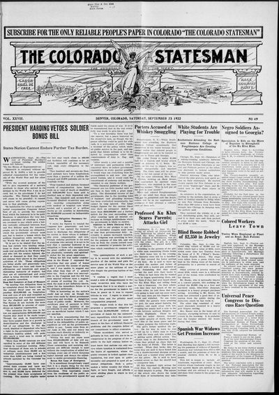 Colorado Statesman, Sep 23, 1922