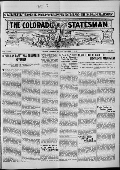 Colorado Statesman, Oct 14, 1922