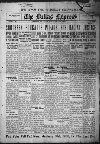 Dallas Express, Dec 27, 1919