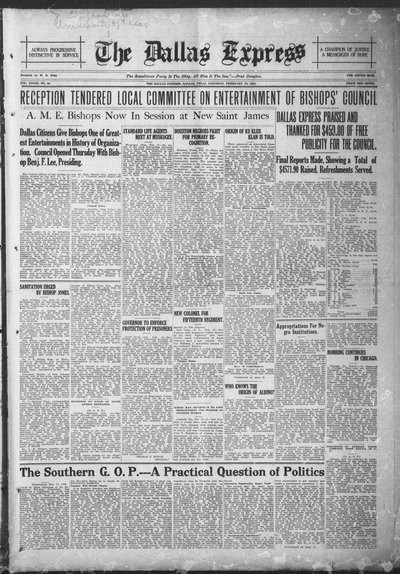 Dallas Express, Feb 19, 1921