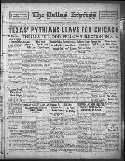 Dallas Express, Aug 13, 1927