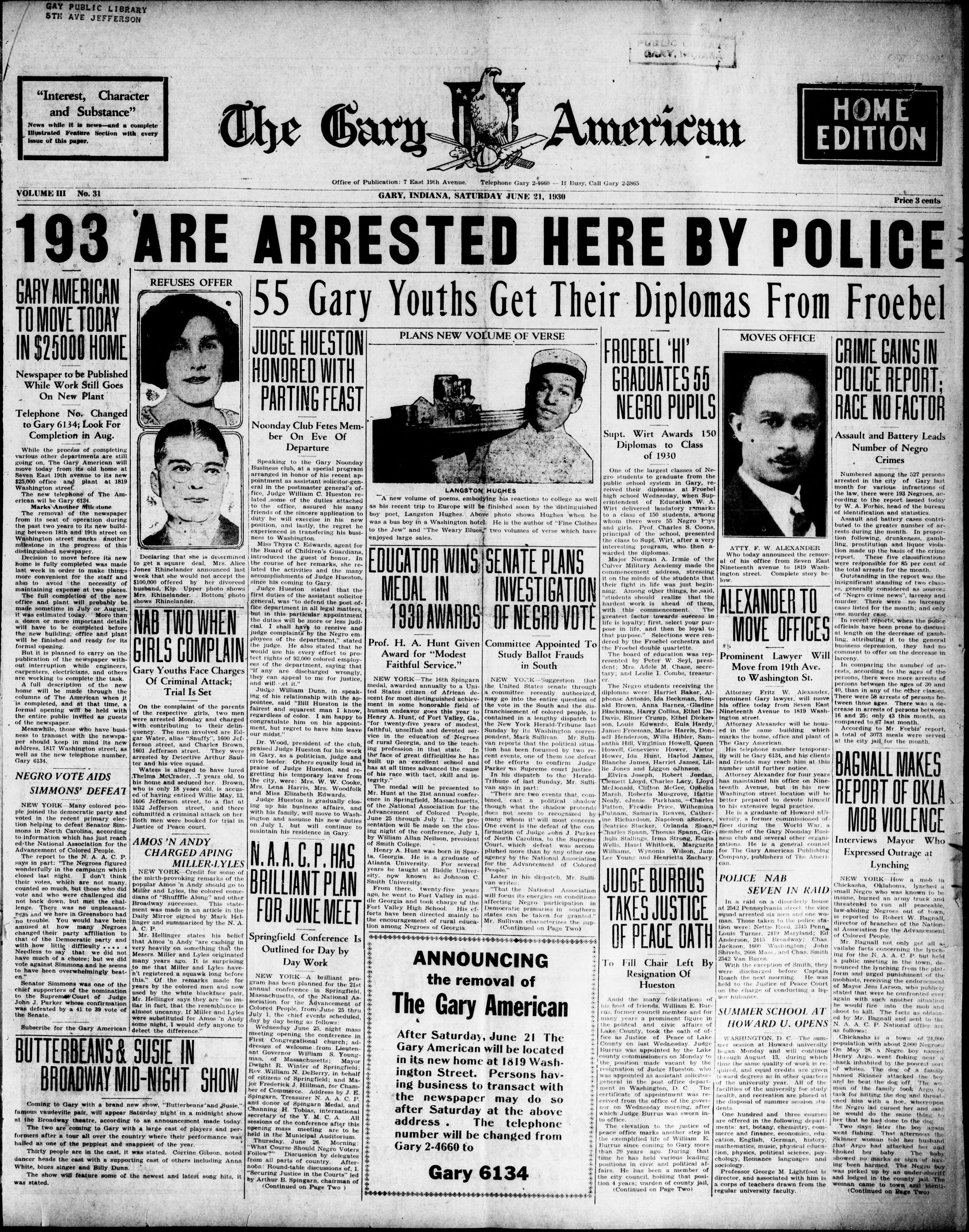 Gary American, Jun 21, 1930