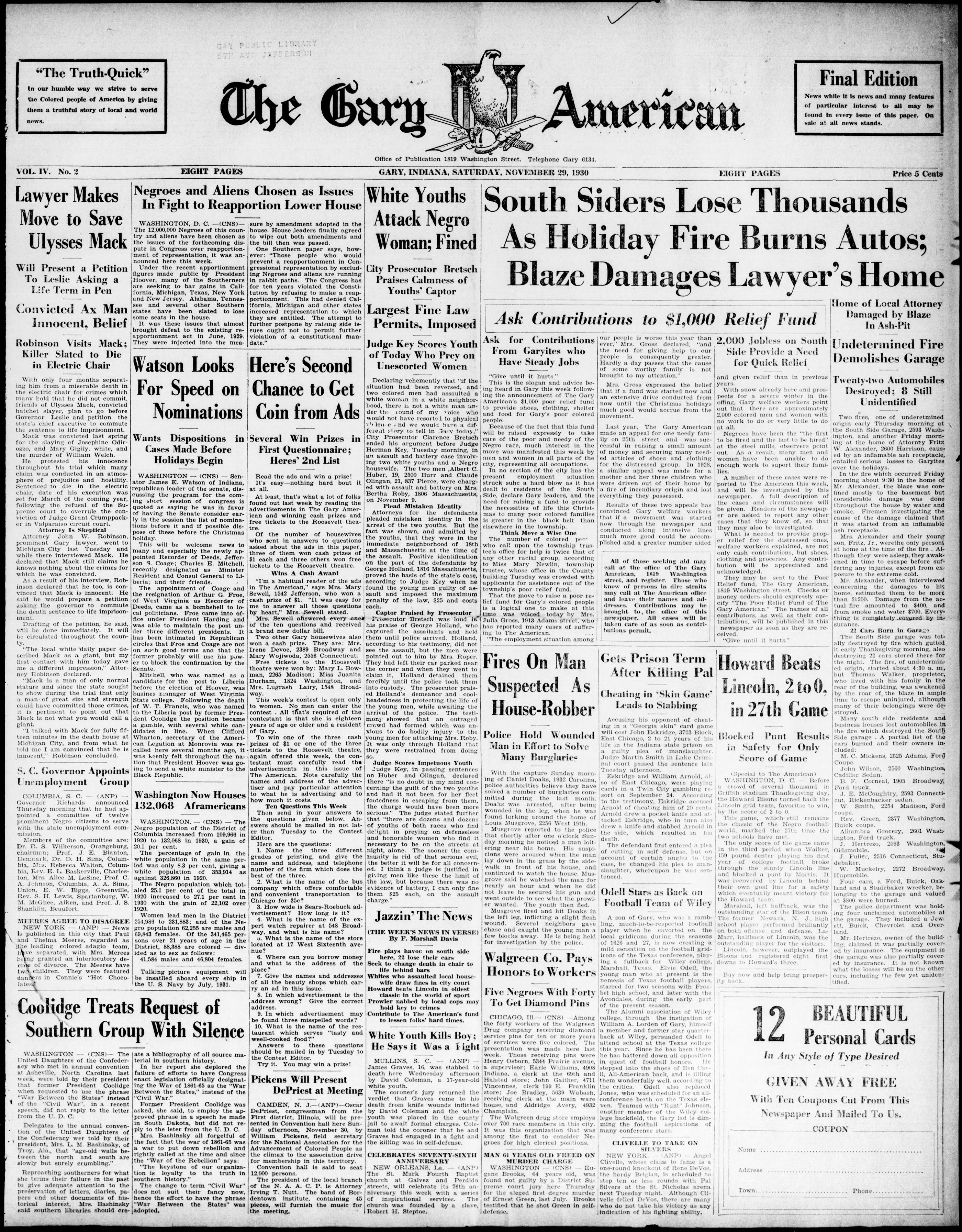 Gary American, Nov 29, 1930