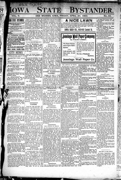 Iowa State Bystander, Apr 20, 1900