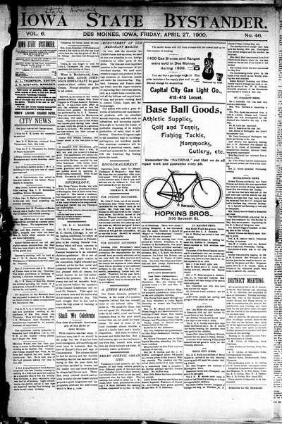 Iowa State Bystander, Apr 27, 1900
