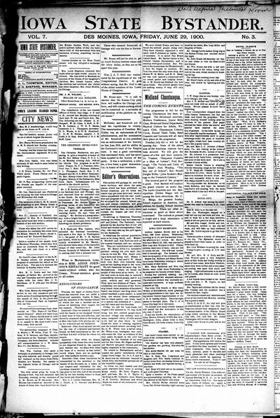 Iowa State Bystander, Jun 29, 1900