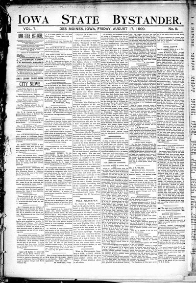 Iowa State Bystander, Aug 17, 1900