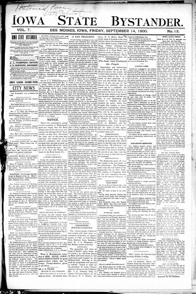 Iowa State Bystander, Sep 14, 1900