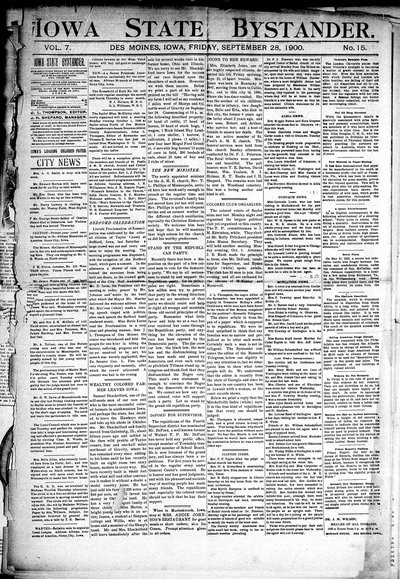 Iowa State Bystander, Sep 28, 1900