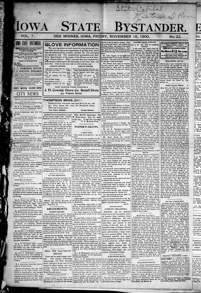 Iowa State Bystander, Nov 16, 1900