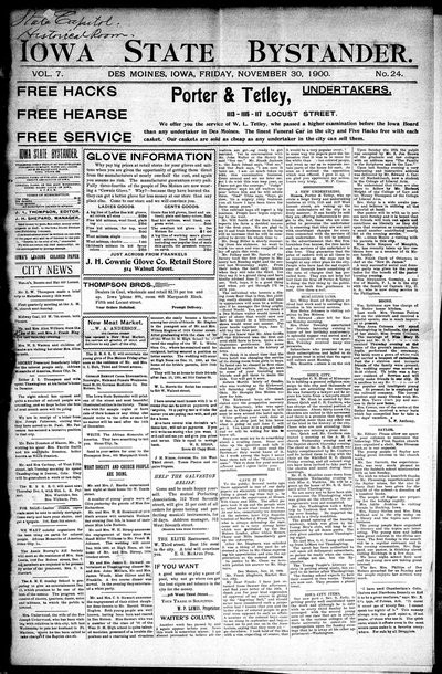 Iowa State Bystander, Nov 30, 1900