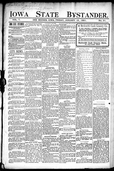 Iowa State Bystander, Jan 18, 1901