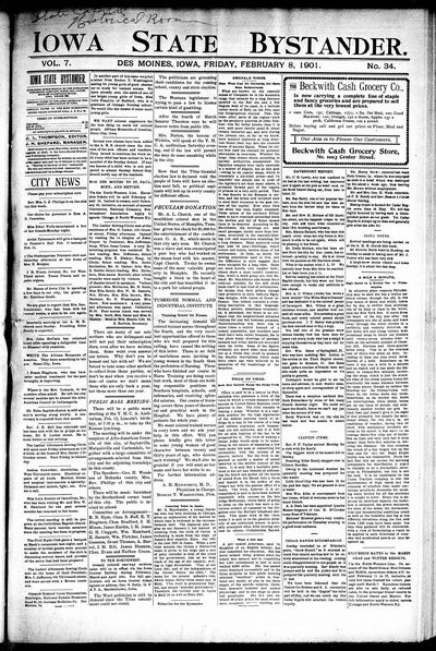 Iowa State Bystander, Feb 8, 1901