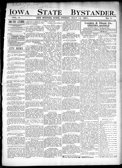 Iowa State Bystander, Jul 12, 1901