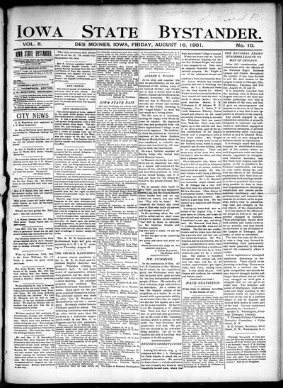 Iowa State Bystander, Aug 16, 1901