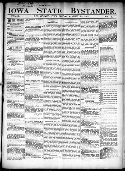 Iowa State Bystander, Aug 23, 1901