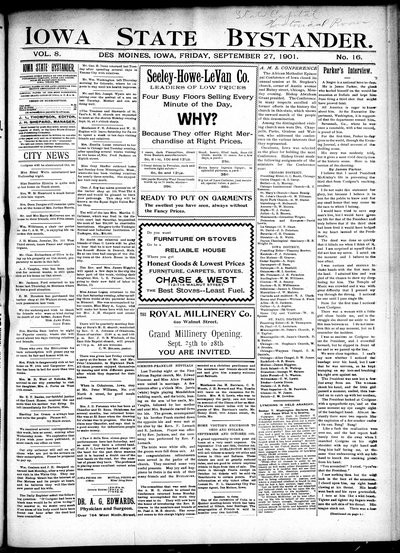 Iowa State Bystander, Sep 27, 1901