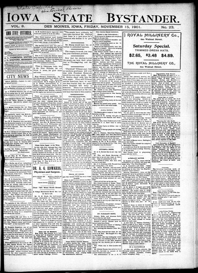 Iowa State Bystander, Nov 15, 1901