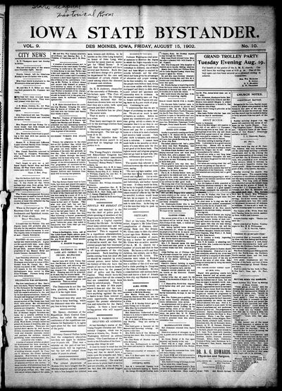 Iowa State Bystander, Aug 15, 1902