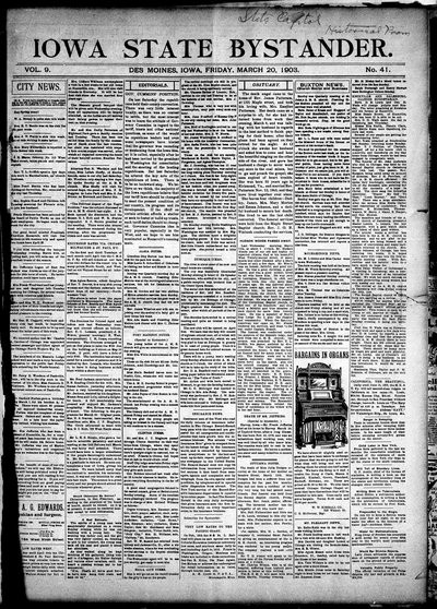 Iowa State Bystander, Mar 20, 1903