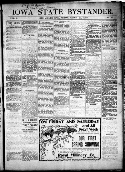 Iowa State Bystander, Mar 27, 1903