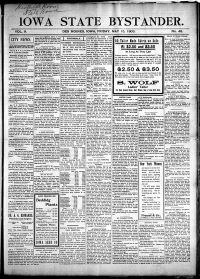 Iowa State Bystander, May 15, 1903