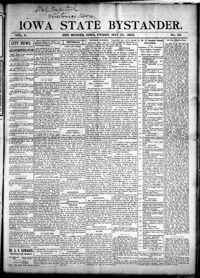 Iowa State Bystander, May 22, 1903