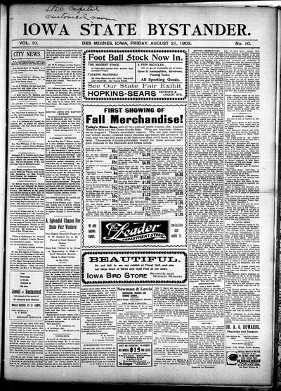 Iowa State Bystander, Aug 21, 1903