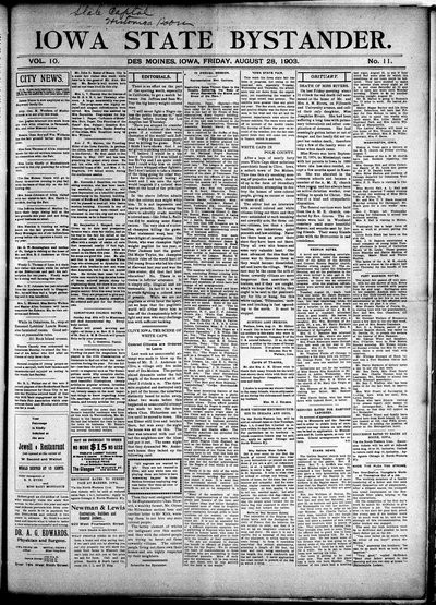 Iowa State Bystander, Aug 28, 1903
