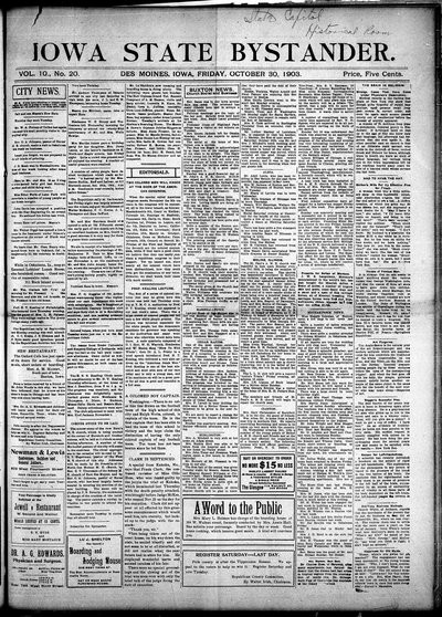 Iowa State Bystander, Oct 30, 1903