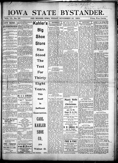 Iowa State Bystander, Nov 20, 1903