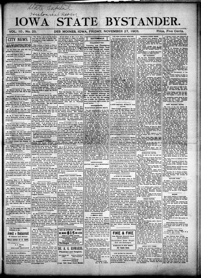 Iowa State Bystander, Nov 27, 1903