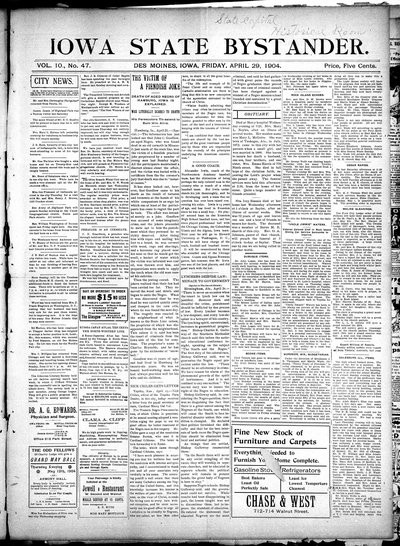 Iowa State Bystander, Apr 29, 1904