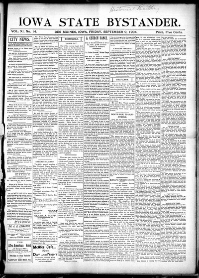 Iowa State Bystander, Sep 9, 1904