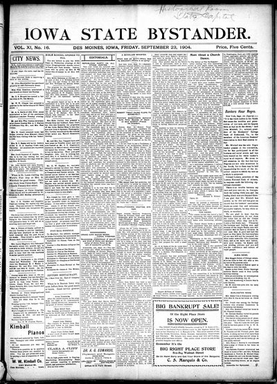 Iowa State Bystander, Sep 23, 1904